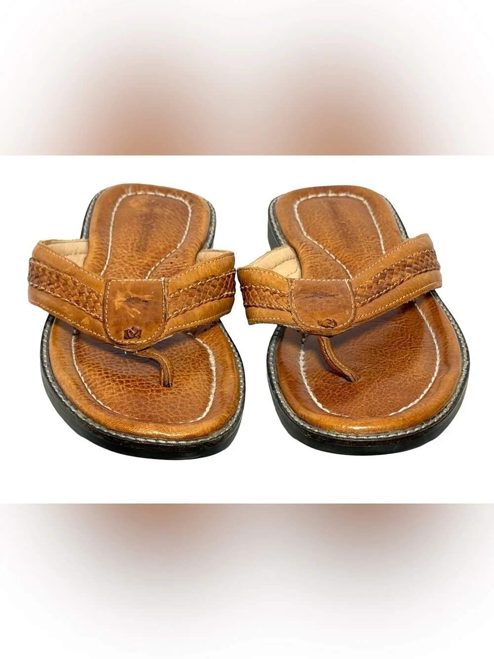 Tommy Bahama Anchors Away Leather Thong Sandals in Brown, Size 9D